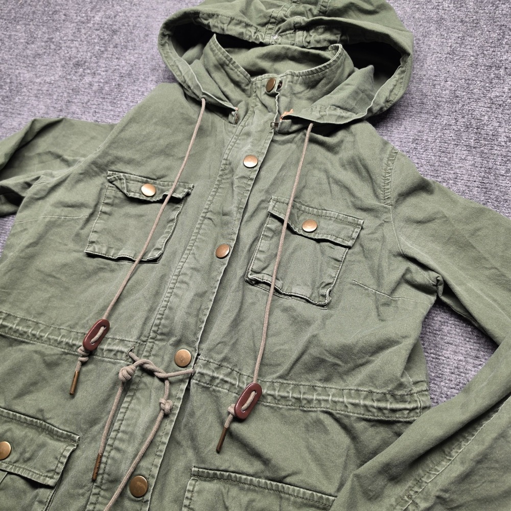 41 Hawthorn Military Cargo Jacket Large L Olive Green Hooded Anorak Drawstring